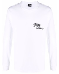 weißes bedrucktes Langarmshirt von Stussy