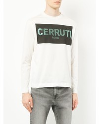 weißes bedrucktes Langarmshirt von Cerruti 1881