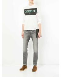 weißes bedrucktes Langarmshirt von Cerruti 1881