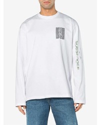 weißes bedrucktes Langarmshirt von Raf Simons