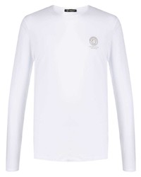 weißes bedrucktes Langarmshirt von Versace