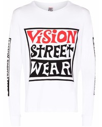 weißes bedrucktes Langarmshirt von Vision Street Wear