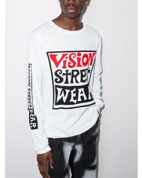 weißes bedrucktes Langarmshirt von Vision Street Wear