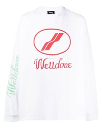 weißes bedrucktes Langarmshirt von We11done