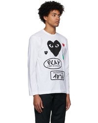 weißes bedrucktes Langarmshirt von Comme Des Garcons Play