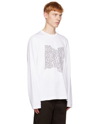 weißes bedrucktes Langarmshirt von Helmut Lang