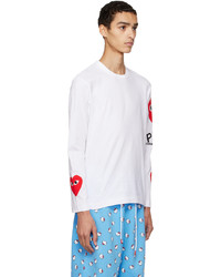 weißes bedrucktes Langarmshirt von Comme Des Garcons Play