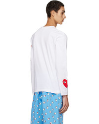 weißes bedrucktes Langarmshirt von Comme Des Garcons Play