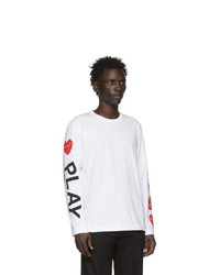 weißes bedrucktes Langarmshirt von Comme Des Garcons Play