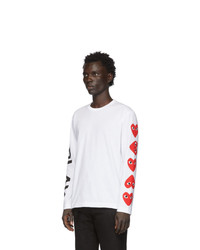 weißes bedrucktes Langarmshirt von Comme Des Garcons Play