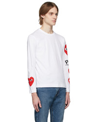 weißes bedrucktes Langarmshirt von Comme Des Garcons Play