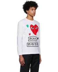 weißes bedrucktes Langarmshirt von Comme Des Garcons Play