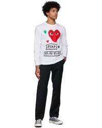 weißes bedrucktes Langarmshirt von Comme Des Garcons Play