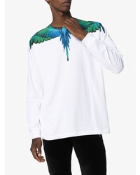 weißes bedrucktes Langarmshirt von Marcelo Burlon County of Milan