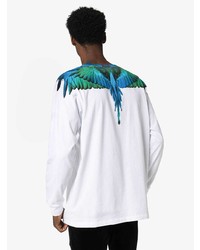 weißes bedrucktes Langarmshirt von Marcelo Burlon County of Milan