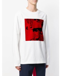 weißes bedrucktes Langarmshirt von Calvin Klein 205W39nyc