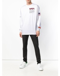 weißes bedrucktes Langarmshirt von Heron Preston