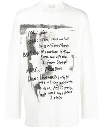 weißes bedrucktes Langarmshirt von Yohji Yamamoto