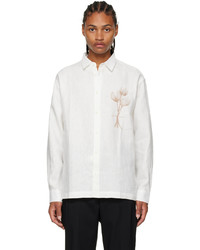 weißes bedrucktes Leinen Langarmhemd von Jacquemus