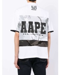 weißes bedrucktes Polohemd von AAPE BY A BATHING APE