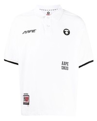 weißes bedrucktes Polohemd von AAPE BY A BATHING APE