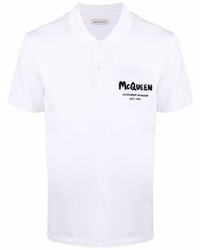 weißes bedrucktes Polohemd von Alexander McQueen