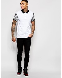 weißes bedrucktes Polohemd von Asos