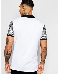 weißes bedrucktes Polohemd von Asos