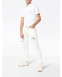 weißes bedrucktes Polohemd von Versace