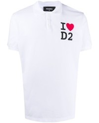 weißes bedrucktes Polohemd von DSQUARED2