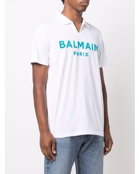 weißes bedrucktes Polohemd von Balmain