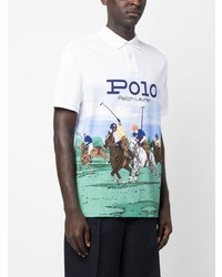 weißes bedrucktes Polohemd von Polo Ralph Lauren