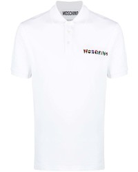 weißes bedrucktes Polohemd von Moschino