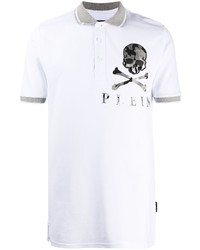 weißes bedrucktes Polohemd von Philipp Plein