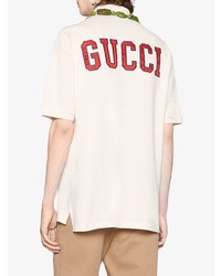 weißes bedrucktes Polohemd von Gucci