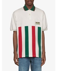 weißes bedrucktes Polohemd von Gucci