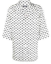 weißes bedrucktes Seide Kurzarmhemd von Dolce & Gabbana