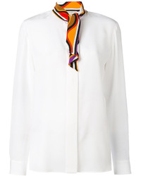 weißes bedrucktes Seidehemd von Emilio Pucci