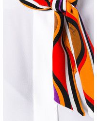 weißes bedrucktes Seidehemd von Emilio Pucci
