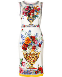 weißes bedrucktes Seidekleid von Dolce & Gabbana