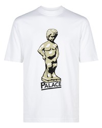 weißes bedrucktes Spitze T-Shirt mit einem Rundhalsausschnitt von Palace