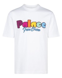 weißes bedrucktes Spitze T-Shirt mit einem Rundhalsausschnitt von Palace