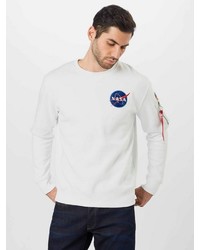 weißes bedrucktes Sweatshirt von Alpha Industries