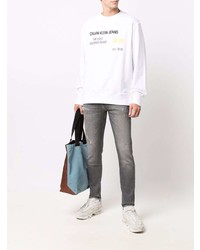 weißes bedrucktes Sweatshirt von Calvin Klein Jeans