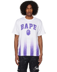 weißes bedrucktes T-Shirt mit einem Rundhalsausschnitt aus Netzstoff von BAPE