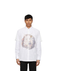 weißes bedrucktes T-Shirt mit einem Rundhalsausschnitt aus Netzstoff von Burberry
