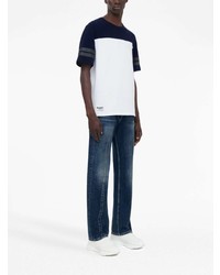 weißes bedrucktes T-Shirt mit einem Rundhalsausschnitt aus Netzstoff von Alexander McQueen