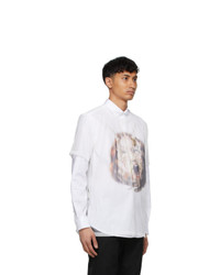 weißes bedrucktes T-Shirt mit einem Rundhalsausschnitt aus Netzstoff von Burberry