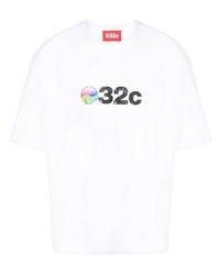 weißes bedrucktes T-Shirt mit einem Rundhalsausschnitt von 032c
