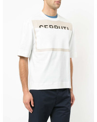 weißes bedrucktes T-Shirt mit einem Rundhalsausschnitt von Cerruti